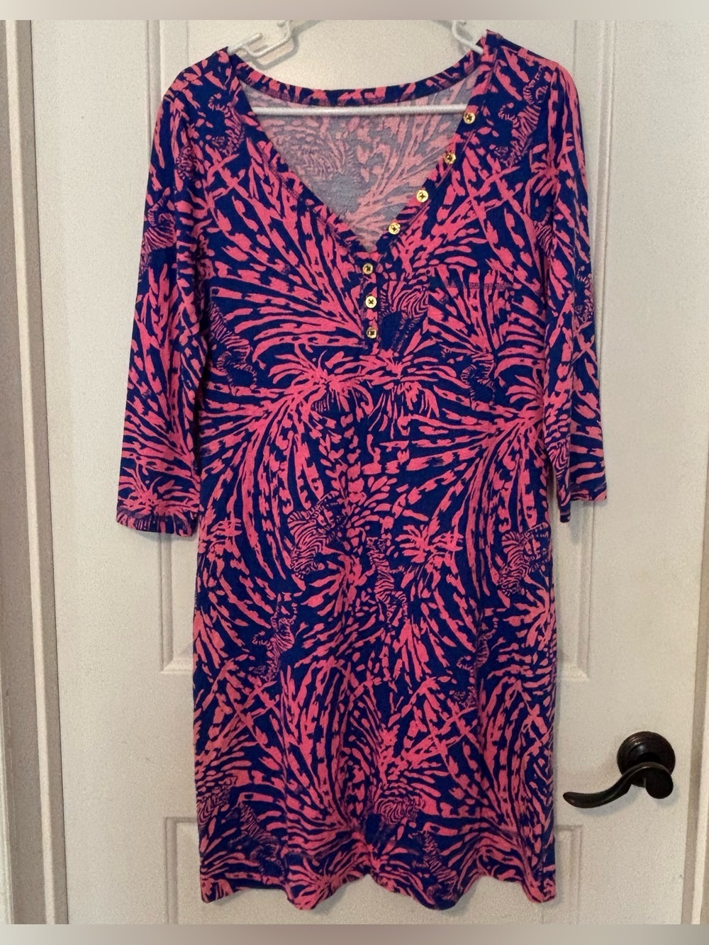 Lilly Pulitzer Erin dress medium pink and navy zebra print new without tags